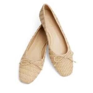 SCHUTZ Woven Ballet Flats in Beige with Bow